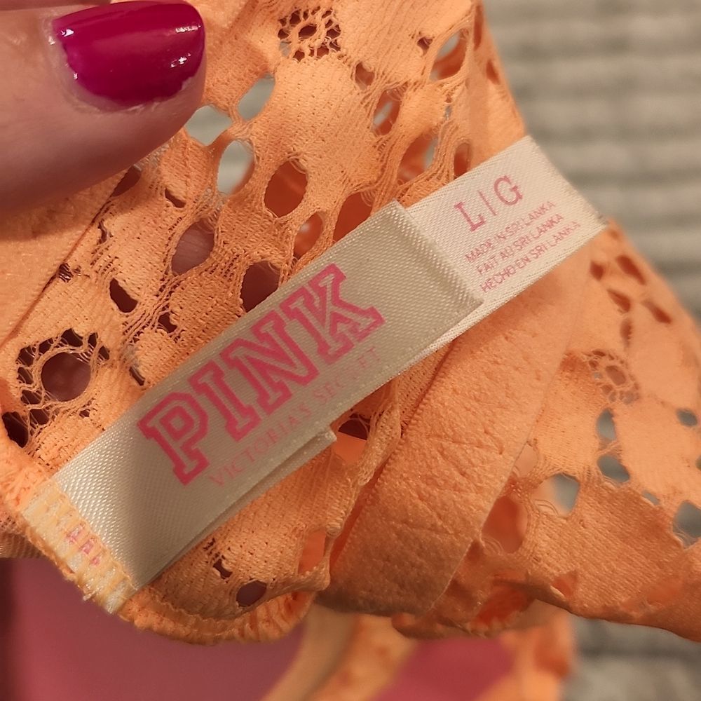 Florescent orange Victorias secret PINK lace bralet size L. - Picture 4 of 7
